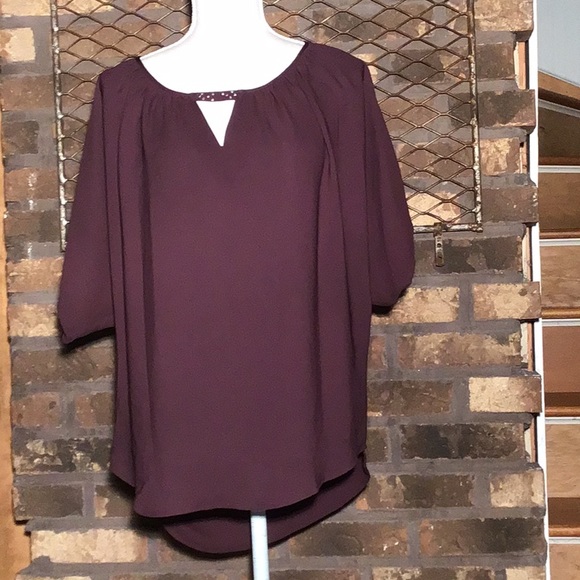 Daniel Rainn hi low blouse purple silver embellished keyhole  S - Picture 1 of 6